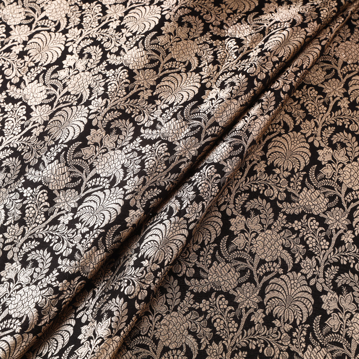 Pure Handwoven Katan Silk Meena Zari Jaal Brocade Banarasi Fabric 01