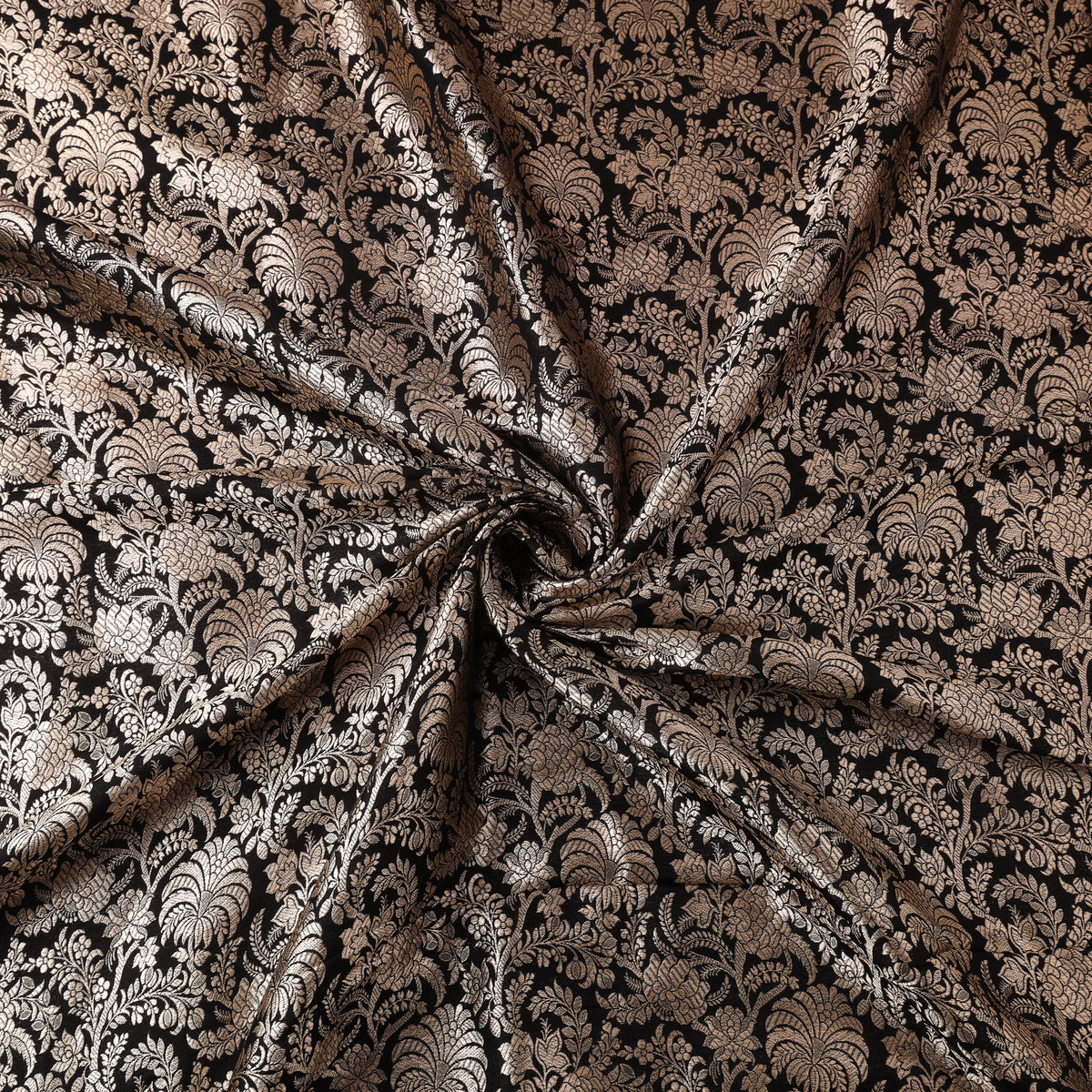 Pure Handwoven Katan Silk Meena Zari Jaal Brocade Banarasi Fabric 01
