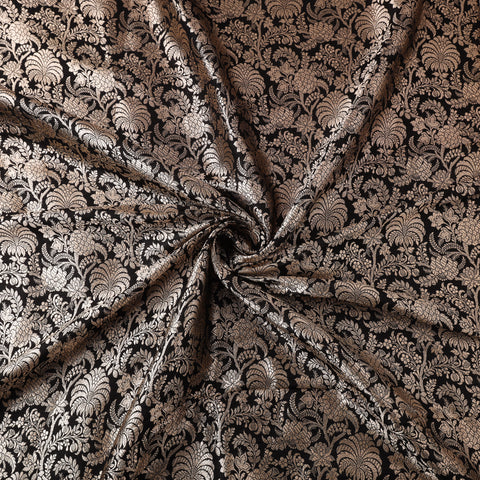 Pure Handwoven Katan Silk Meena Zari Jaal Brocade Banarasi Fabric 01