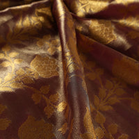 Maroon - Tissue Zari Jaal Cutwork Banarasi Silk Fabric 11