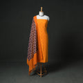 Bandhani Cotton Unstitched Dress Material: Kurta & Dupatta with Earrings 29