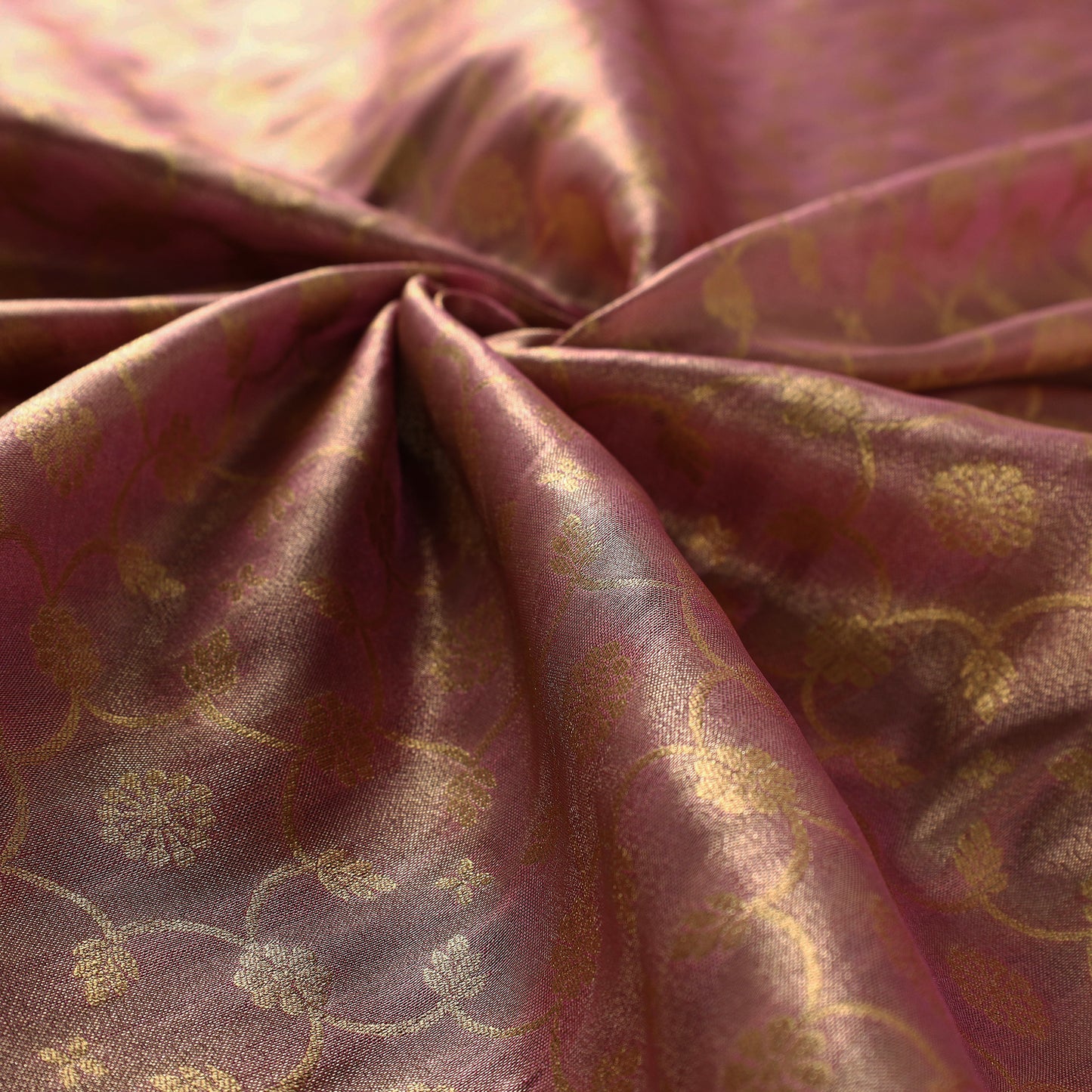 Pink - Tissue Zari Jaal Cutwork Banarasi Silk Fabric 15