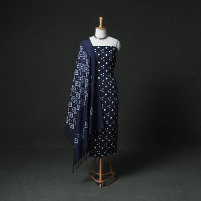 Bandhani Cotton Unstitched Dress Material: Kurta & Dupatta with Earrings 30