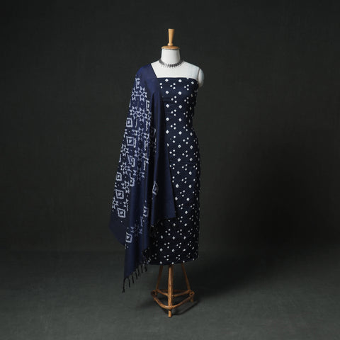 Bandhani Cotton Unstitched Dress Material: Kurta & Dupatta with Earrings 30