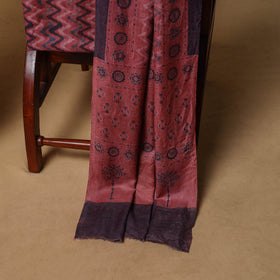 Woolen Ajrakh Hand Block Print Unstitched Dress Material: Kurta, Bottom with Dupatta 51