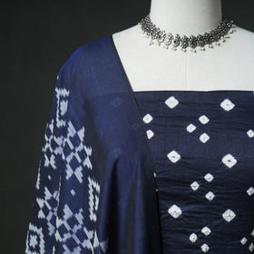 Bandhani Cotton Unstitched Dress Material: Kurta & Dupatta with Earrings 30
