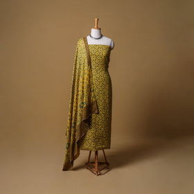 Woolen Ajrakh Hand Block Print Unstitched Dress Material: Kurta with Dupatta 52