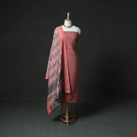 Bandhani Cotton Unstitched Dress Material: Kurta & Dupatta with Earrings 32