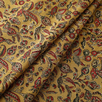 Yellow - Block Print Cotton Pedana Kalamkari Fabric 10