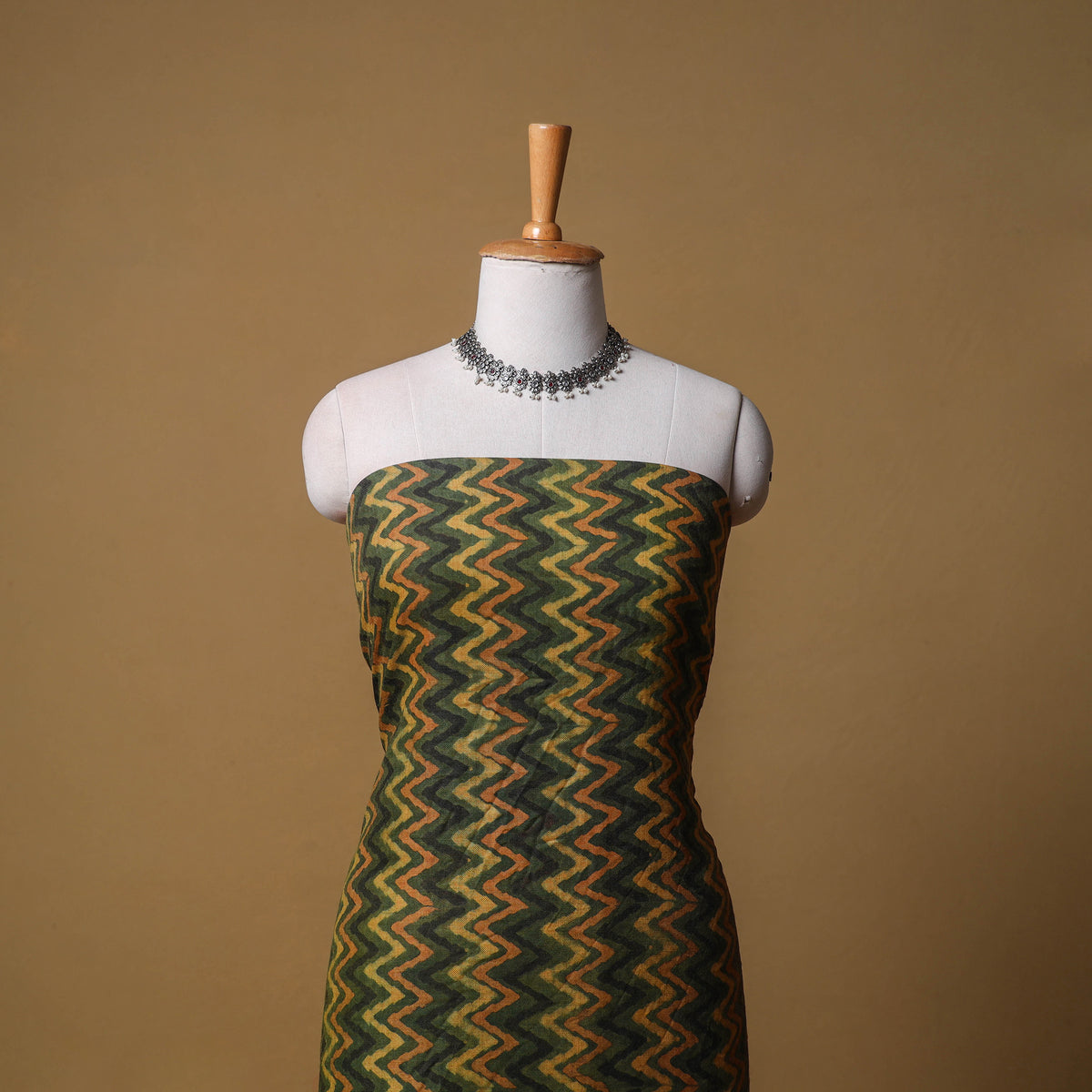 Woolen Ajrakh Hand Block Print Unstitched Dress Material: Kurta with Dupatta 53