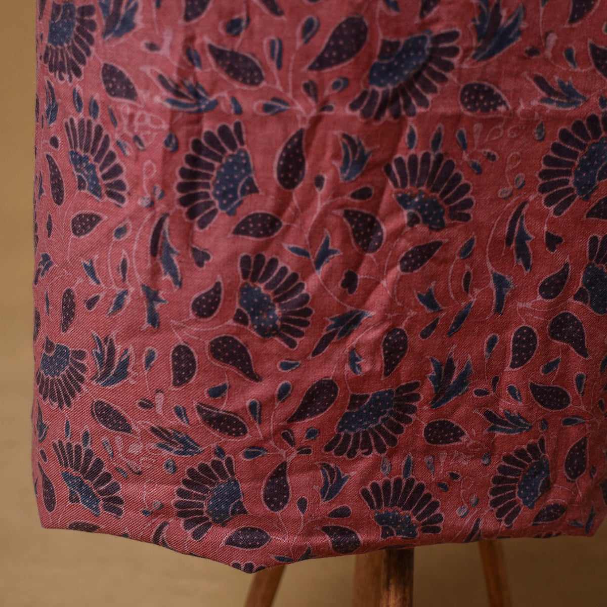 Woolen Ajrakh Hand Block Print Unstitched Dress Material: Kurta with Dupatta 54