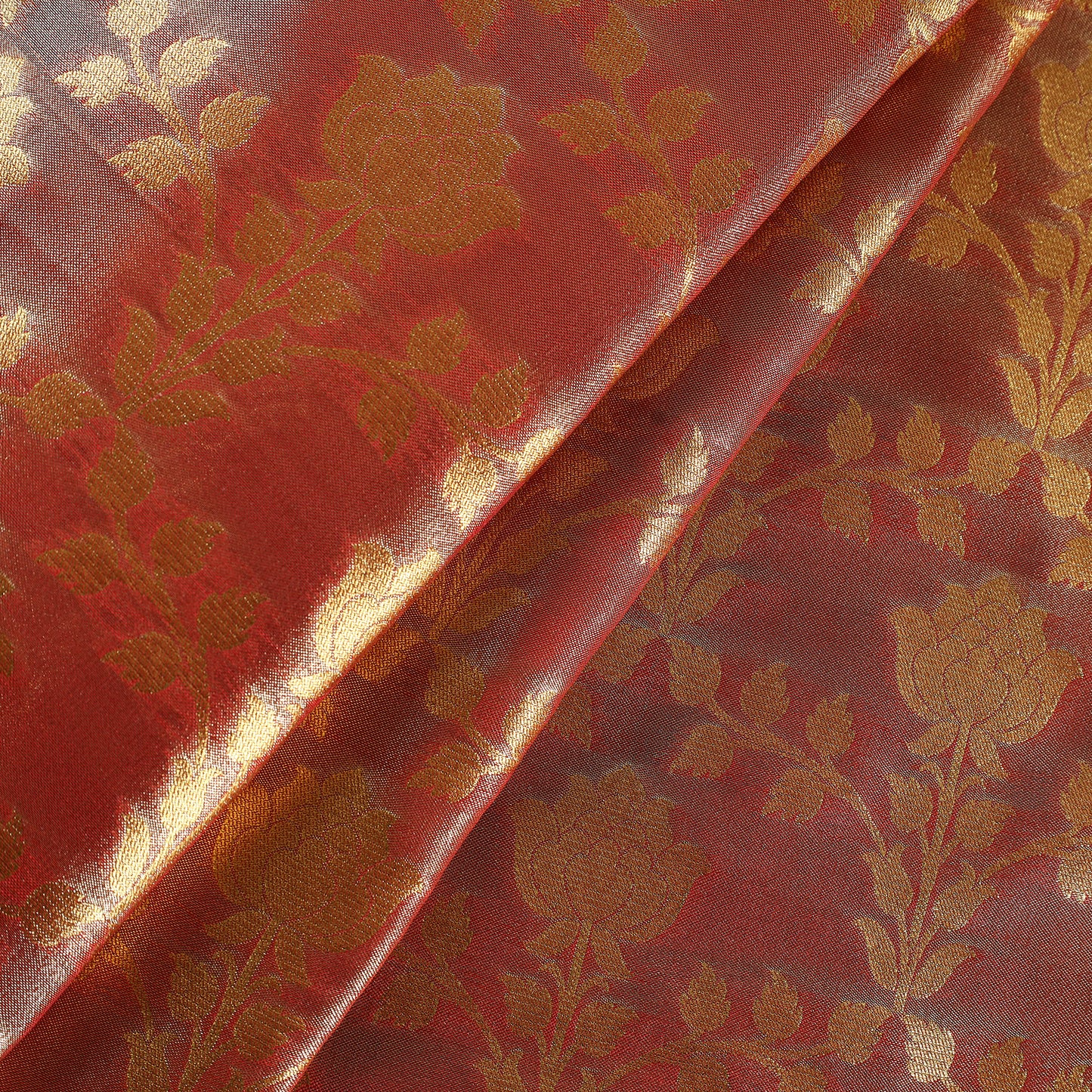 Red - Tissue Zari Jaal Cutwork Banarasi Silk Fabric 13