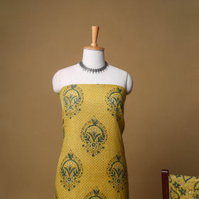 Woolen Ajrakh Hand Block Print Unstitched Dress Material: Kurta with Bottom 55