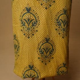 Woolen Ajrakh Hand Block Print Unstitched Dress Material: Kurta with Bottom 55