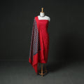 Bandhani Cotton Unstitched Dress Material: Kurta & Dupatta with Earrings 34