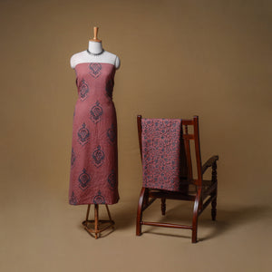 Woolen Ajrakh Hand Block Print Unstitched Dress Material: Kurta with Bottom 56