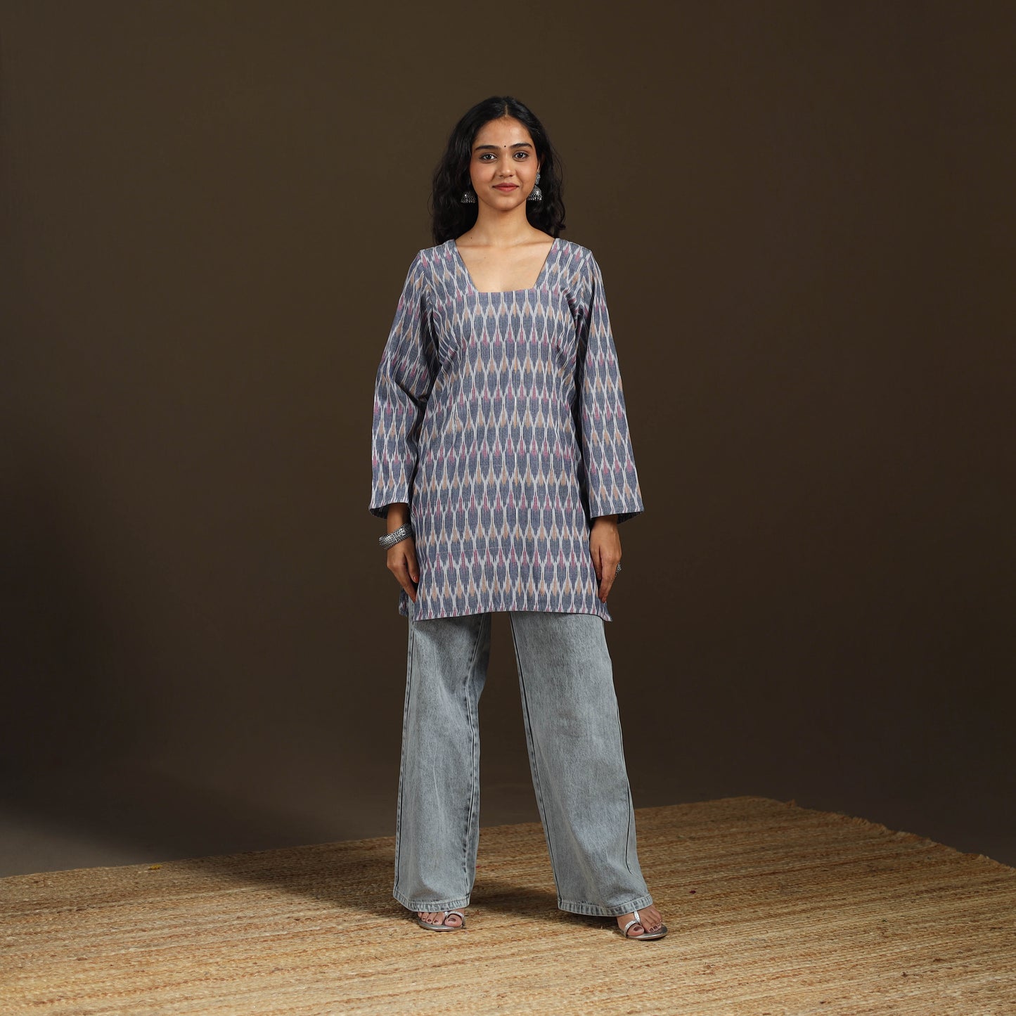 Pochampally Ikat Cotton Short Kurta for Women 50