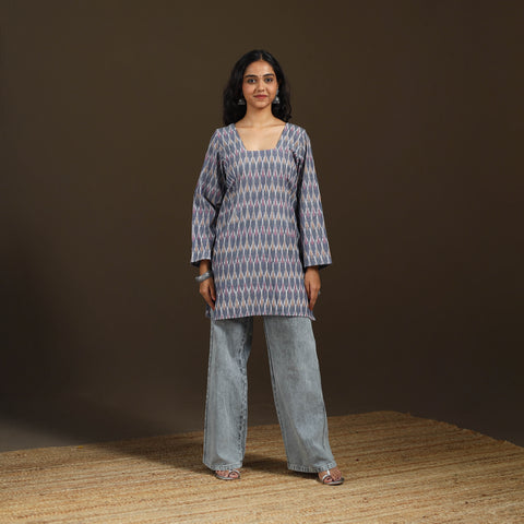 Pochampally Ikat Cotton Short Kurta for Women 50
