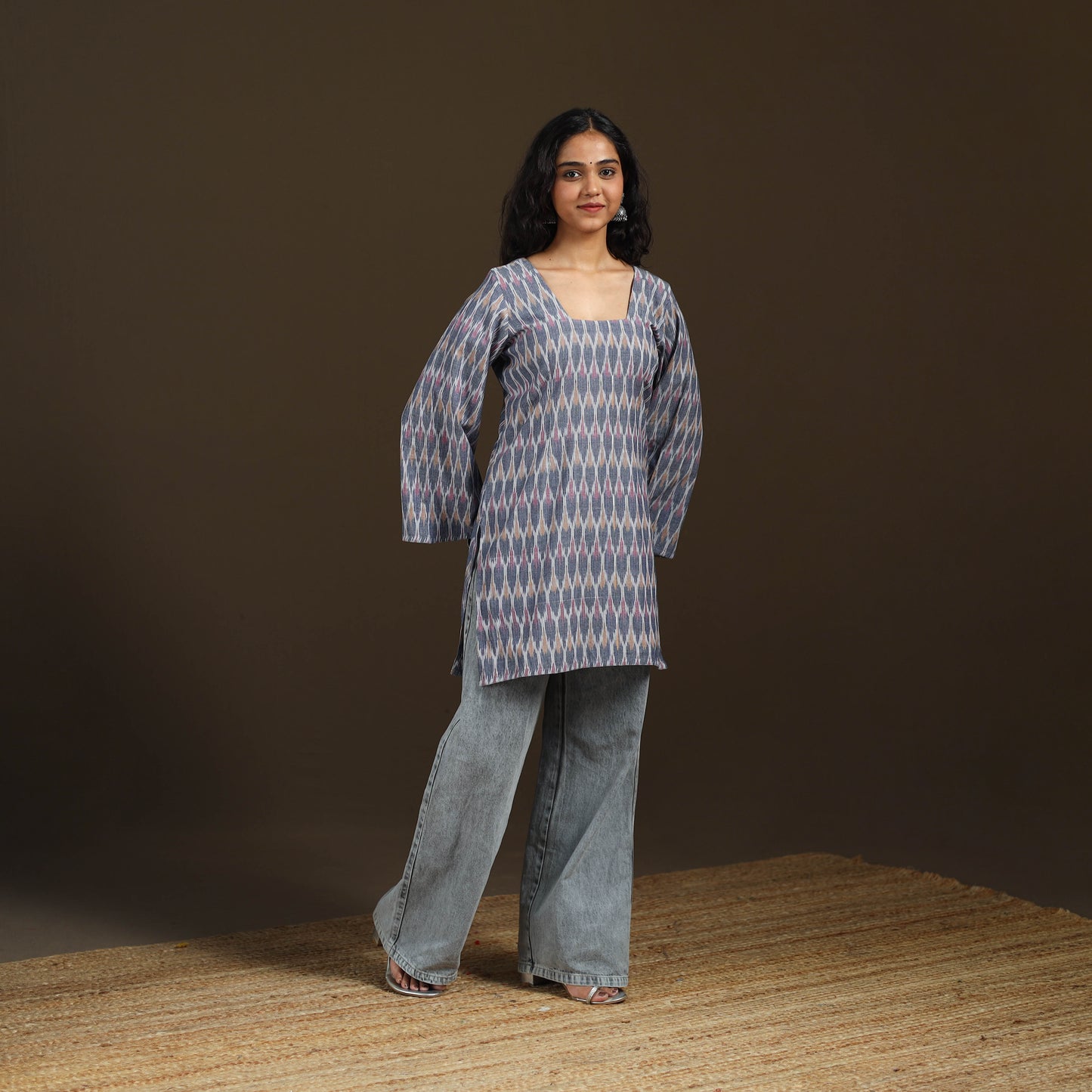 Pochampally Ikat Cotton Short Kurta for Women 50