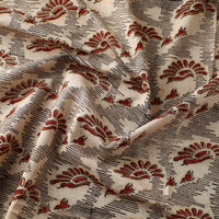 Beige - Block Print Cotton Pedana Kalamkari Fabric 18