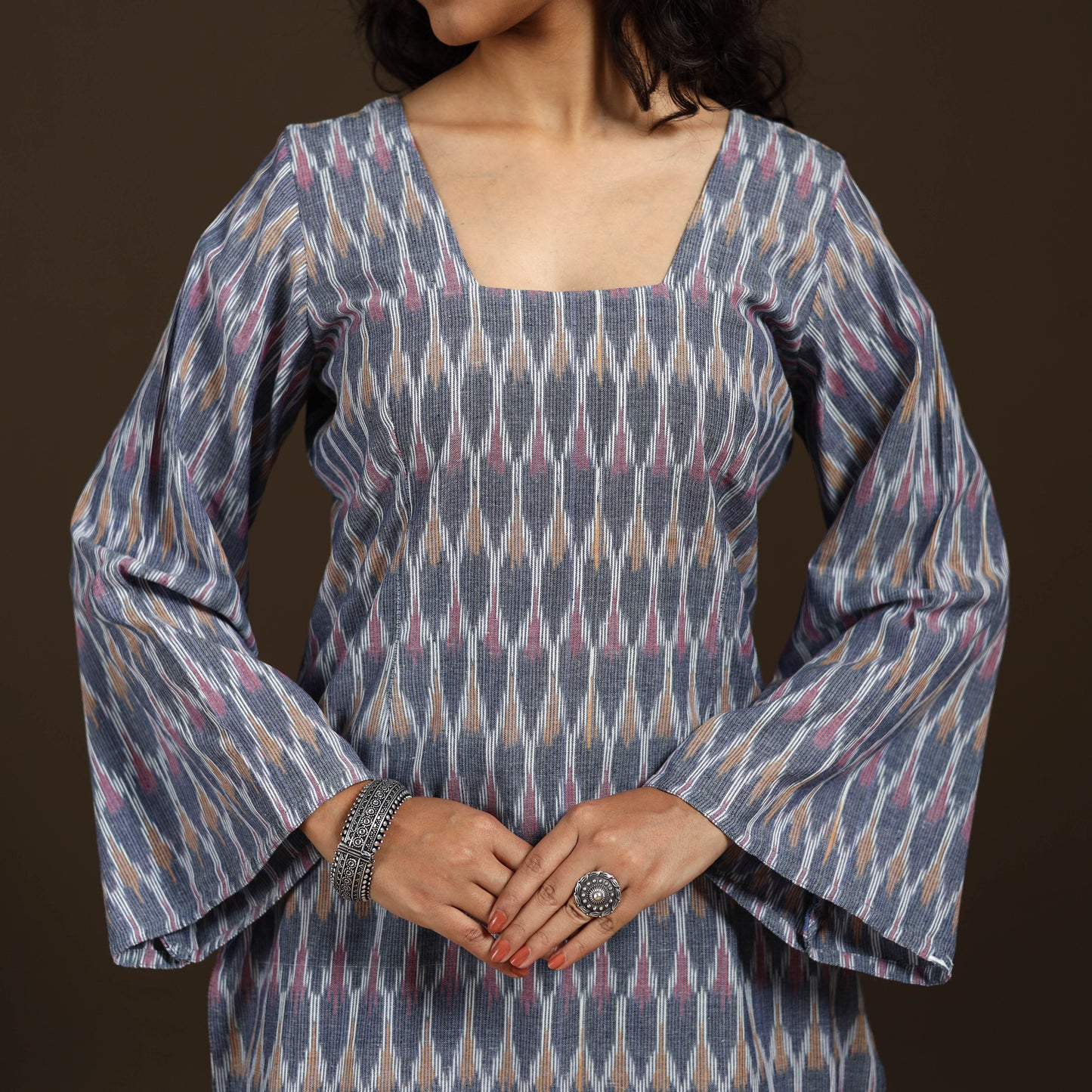 Pochampally Ikat Cotton Short Kurta for Women 50