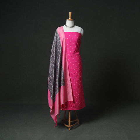 Bandhani Cotton Unstitched Dress Material: Kurta & Dupatta with Earrings 36