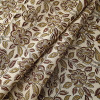 Beige - Block Print Cotton Pedana Kalamkari Fabric 23