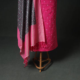 Bandhani Cotton Unstitched Dress Material: Kurta & Dupatta with Earrings 36