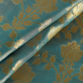 Green Tissue Zari Jaal Cutwork Banarasi Silk Fabric 