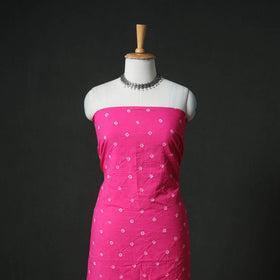 Bandhani Cotton Unstitched Dress Material: Kurta & Dupatta with Earrings 36