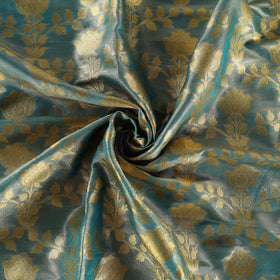 Green Tissue Zari Jaal Cutwork Banarasi Silk Fabric 