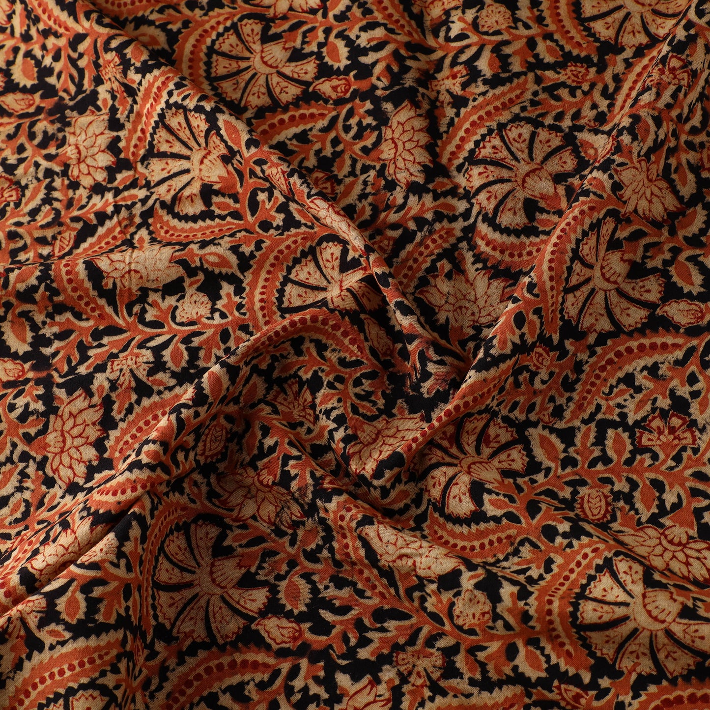 Multicolor - Block Print Cotton Pedana Kalamkari Fabric 24