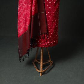 Bandhani Cotton Unstitched Dress Material: Kurta & Dupatta with Earrings 37