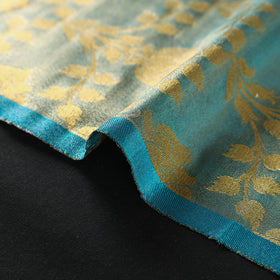 Green Tissue Zari Jaal Cutwork Banarasi Silk Fabric 