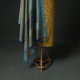 Bandhani Cotton Unstitched Dress Material: Kurta & Dupatta with Earrings 38