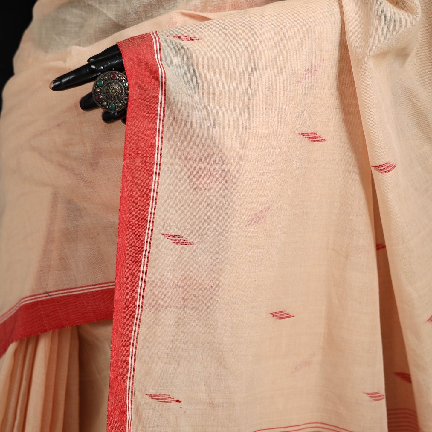 Phulia Jamdani Pure Handloom Cotton Saree with Tassels (Count 84/40) 03