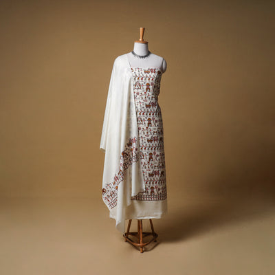 Woolen Full Embroidered Unstitched Dress Material: Kurta, Bottom & Dupatta 12