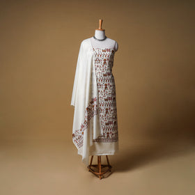 Woolen Full Embroidered Unstitched Dress Material: Kurta, Bottom & Dupatta 12