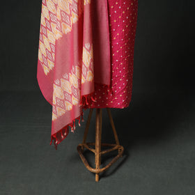 Bandhani Cotton Unstitched Dress Material: Kurta & Dupatta with Earrings 41