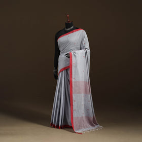 Phulia Jamdani Pure Handloom Cotton Saree with Tassels (Count 84/40) 02