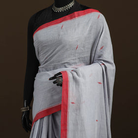 Phulia Jamdani Pure Handloom Cotton Saree with Tassels (Count 84/40) 02