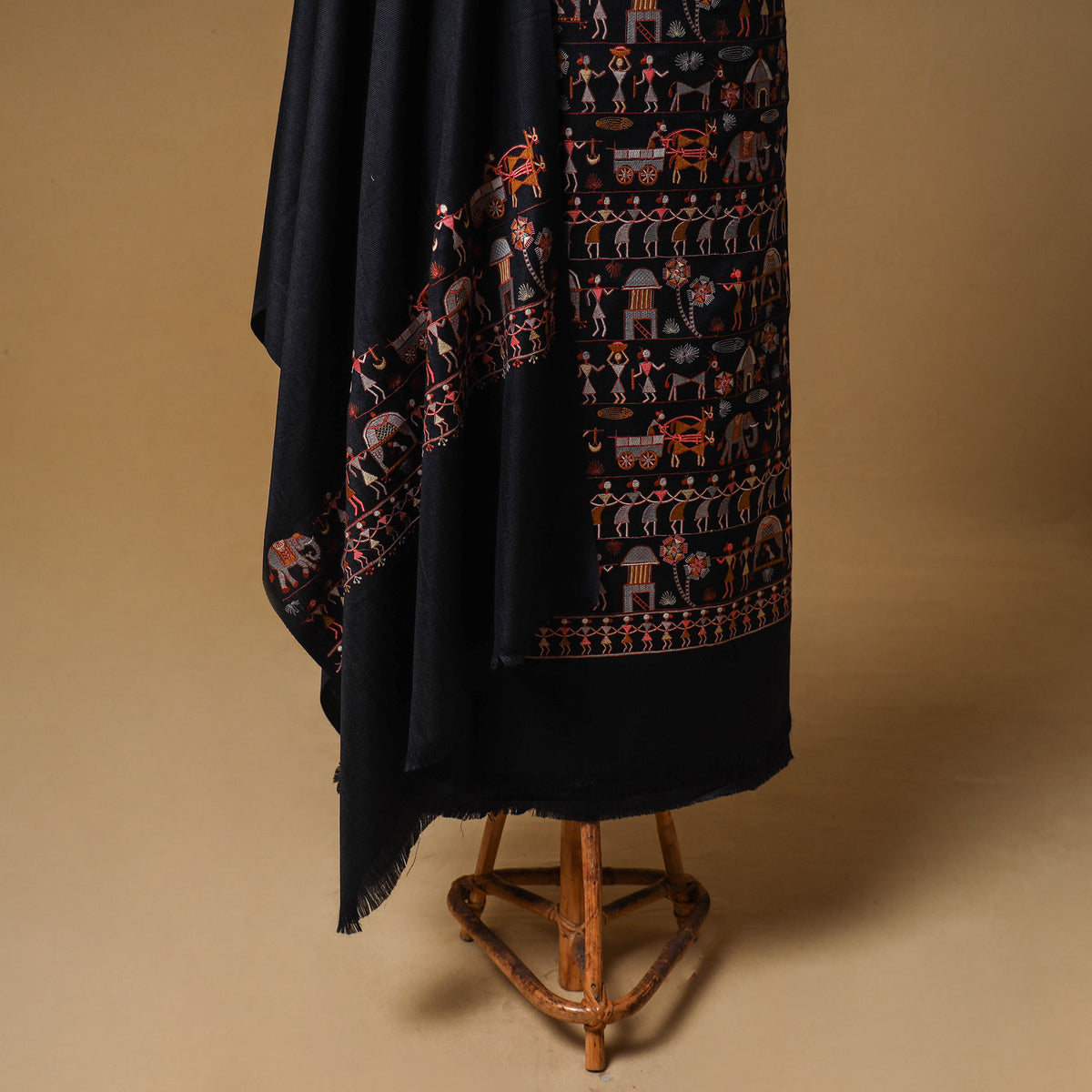Woolen Full Embroidered Unstitched Dress Material: Kurta, Bottom & Dupatta 13
