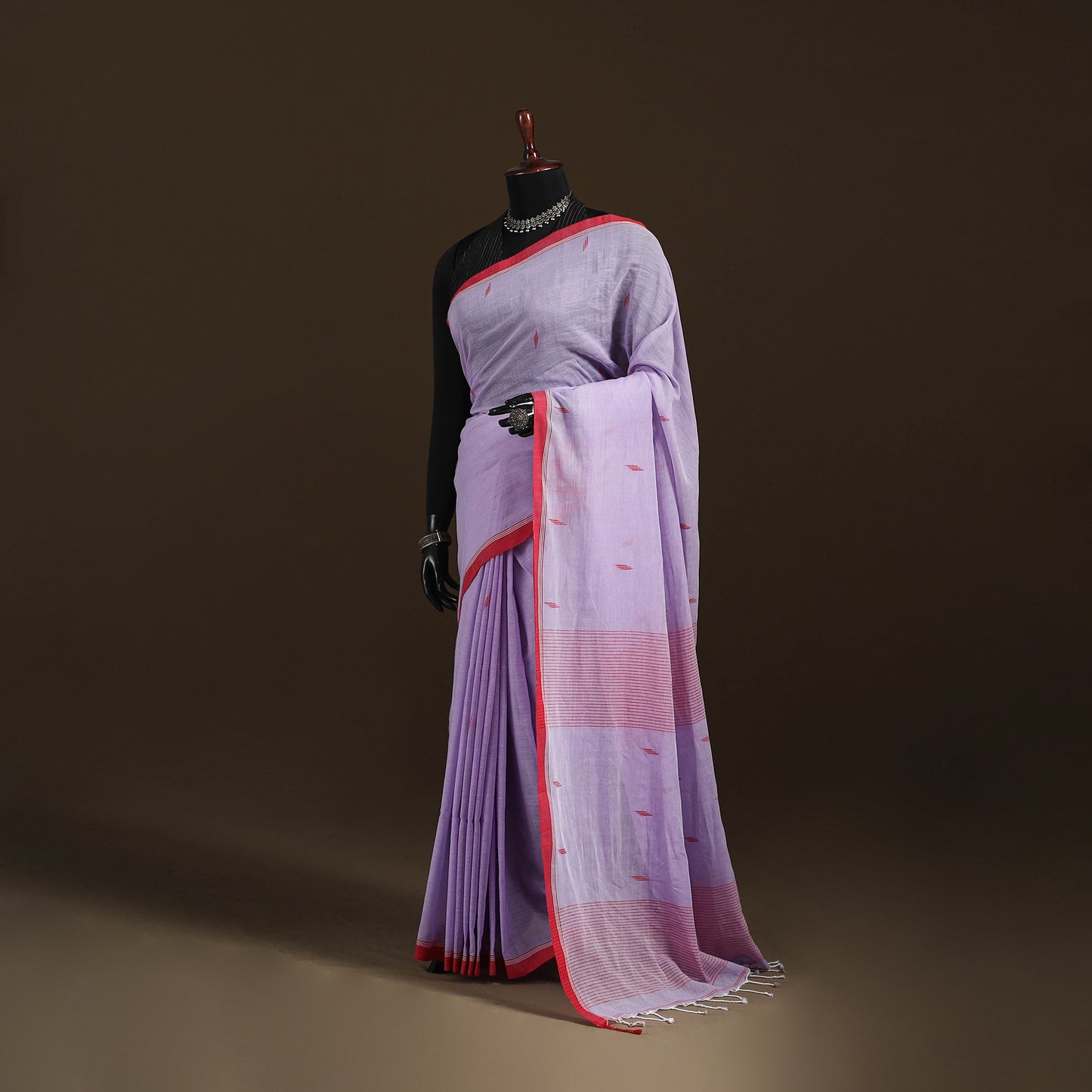 Phulia Jamdani Pure Handloom Cotton Saree with Tassels (Count 84/40) 04
