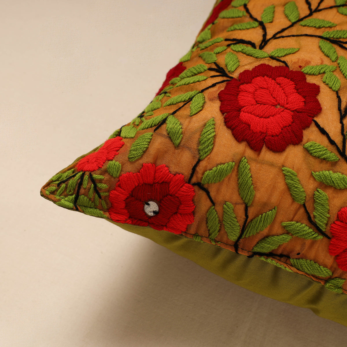 Phulkari Embroidery Cushion Cover