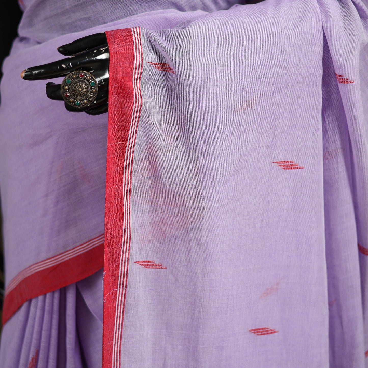 Phulia Jamdani Pure Handloom Cotton Saree with Tassels (Count 84/40) 04