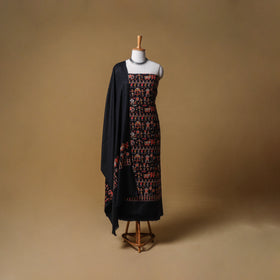 Woolen Full Embroidered Unstitched Dress Material: Kurta, Bottom & Dupatta 14