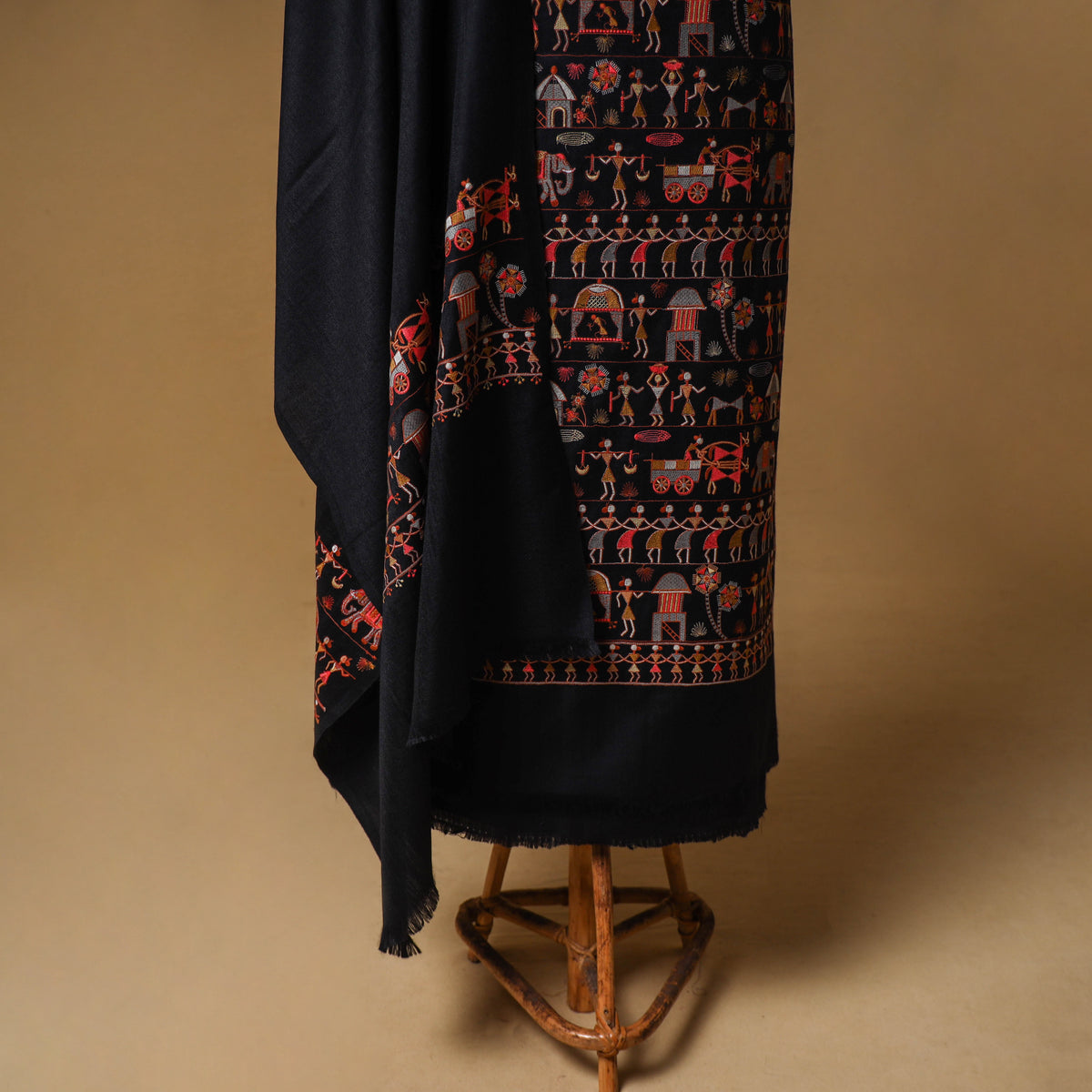 Woolen Full Embroidered Unstitched Dress Material: Kurta, Bottom & Dupatta 14