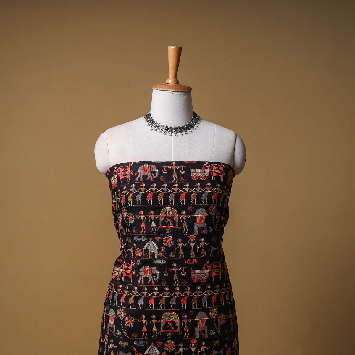 Woolen Full Embroidered Unstitched Dress Material: Kurta, Bottom & Dupatta 14