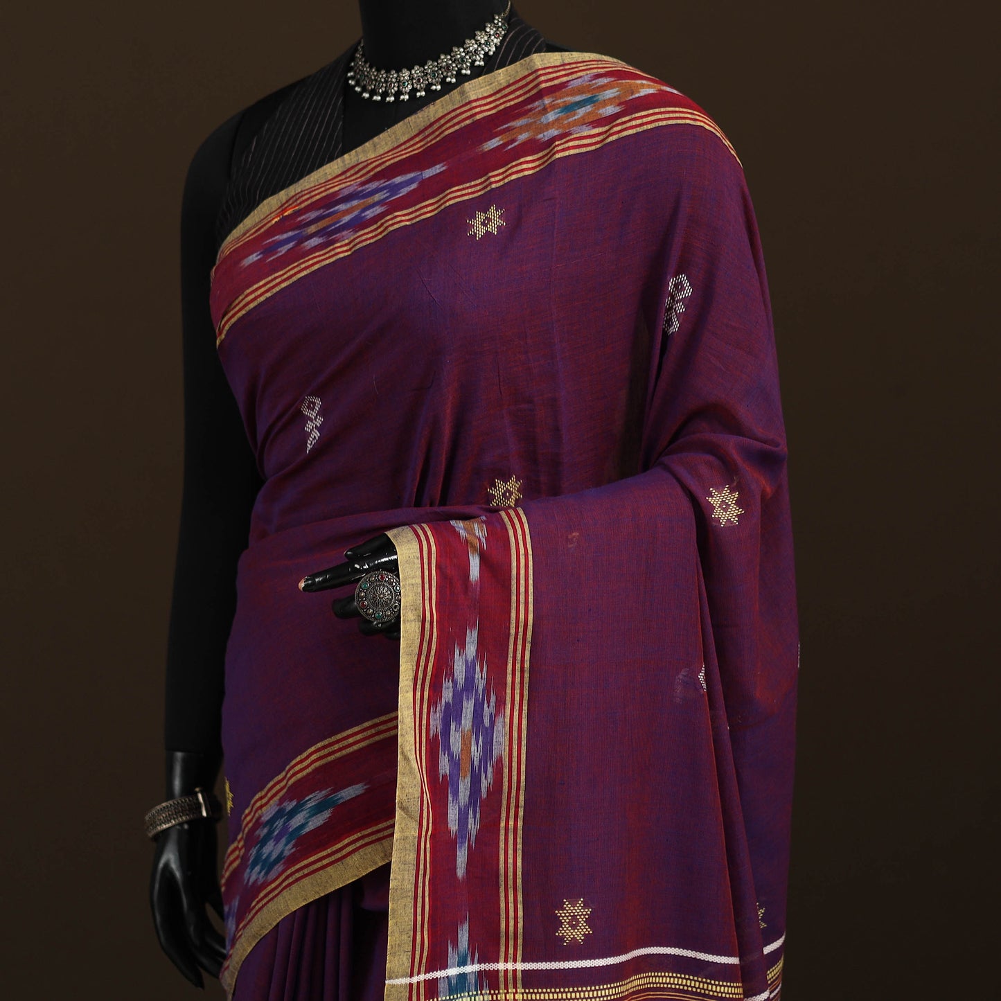 Phulia Jamdani Pure Handloom Cotton Saree with Tassels (Count 84/40) 07