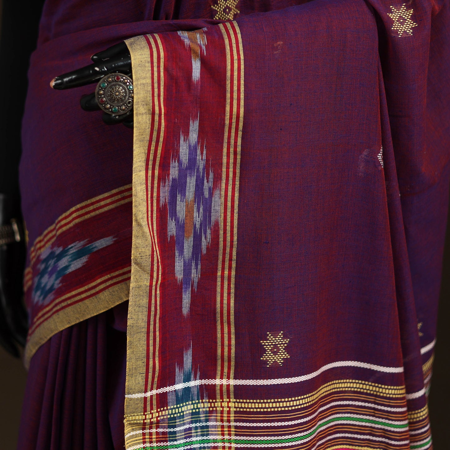 Phulia Jamdani Pure Handloom Cotton Saree with Tassels (Count 84/40) 07